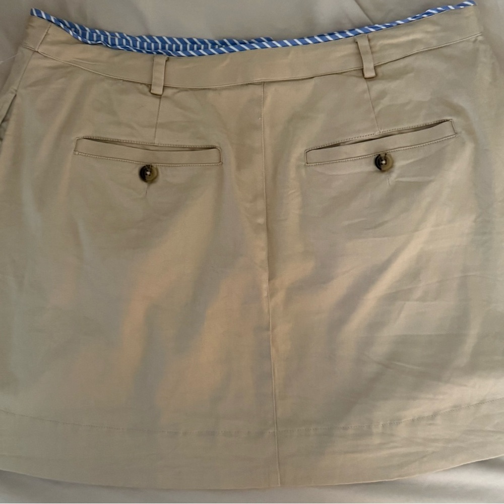 ANTHROPOLOGIE SIZE 12‎ KHAKI SKIRT WITH BLUE STRIPED DETAILS - Picture 5 of 8